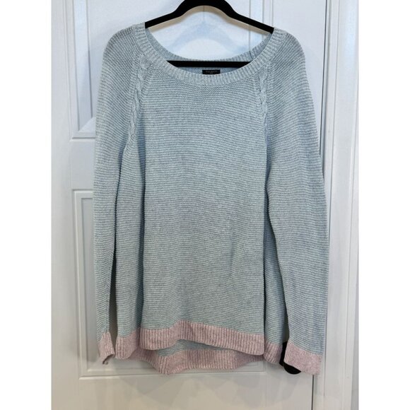 Talbots Sweaters - Talbots 2xl Blue & White with Pink Trim Midweight Sweater EUC Spring Casual Work